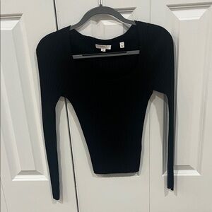 Vince Black Ribbed square neck top